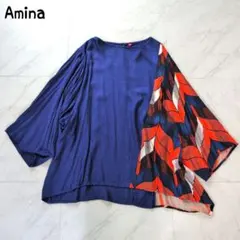 Amina 七分袖 トップス アシンメトリー カットソー バイカラーのサムネイル