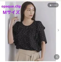 オペークドットクリップ ドット柄 五分袖ブラウス 黒 水玉　ドット　ブラウス