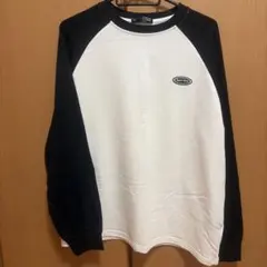 Dazy ラグラン長袖カットソー ホワイト×ブラック XS