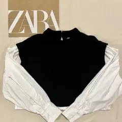 ZARA ニットベスト風 ドッキングシャツ トップス
