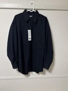 ユニクロU ツイルワークオーバーサイズシャツ ネイビー