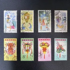 中国切手 8種セット 干支 建築デザイン.1991年,1992年,1993年, - メルカリ