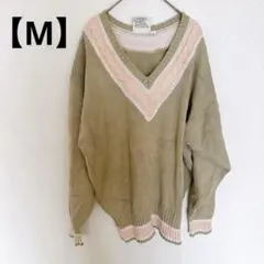✨一点限り✨【M】オリーブグリーン Vネック　セーター トップス　ニット