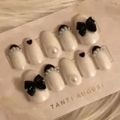 ♥ ①ブラック×ホワイト ジェルネイルチップ ♥ 【オーダーページ】