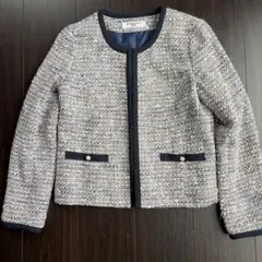 NATURAL BEAUTY BASIC ツイード ノーカラージャケット M