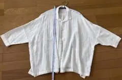 サークル刺繍 ７分袖シャツ ホワイト