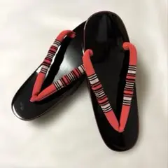 【新品 未使用】下駄女性用 下駄 黒塗り　本漆塗り　浴衣ゲタ　レディース
