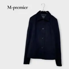 エムプルミエ ウール ステンカラーコート S ブラック シンプル