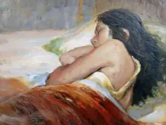 黒田清輝、【野辺】、希少画集画、新品高級額・額装付、状態良好