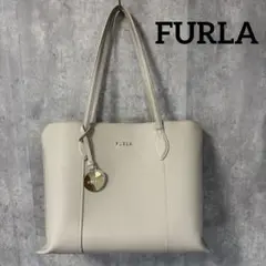 【美品】FURLA ハンド バッグ VITTORIA キャンバス 革 レザー FURLA フルラ VITTORIA DOME バッグ ショルダーバッグ