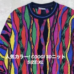 人気カラー 90s COOGIマルチカラー 3Dニット クージー XL