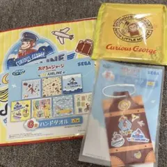 セガラッキーくじ　おさるのジョージ☆D賞エコバッグ、F賞ラゲッジタグ、G賞タオル