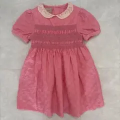 GUCCI キッズ ピンク コットン ワンピース 半袖