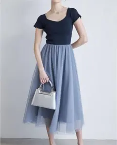 MERCURYDUO チュールドッキングビスチェニットワンピース