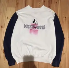 90s ミッキーマウス スエット ホワイト ネイビー