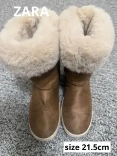 【美品】ZARA ブラウンファー付きスエードブーツ　size34(21.5cm)