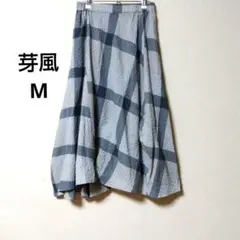 センソユニコ芽風mefuフレアスカート グレー チェック柄アシンメトリーMのサムネイル