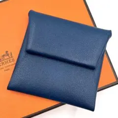 美品 HERMES エルメス バスティア コインケース ネイビーブルー
