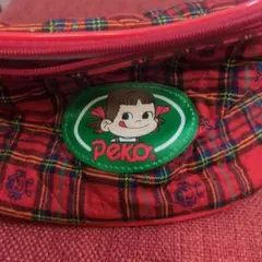 PEKO チェック柄バニティバッグ 赤