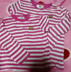 X-girl　ロンT ピンクと白のストライプ 　2枚セット　120 90