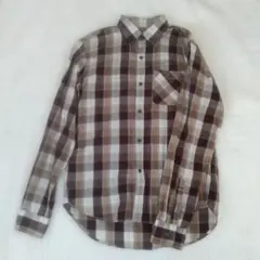 GLOBAL WORK チェック柄シャツ Sサイズ 茶色