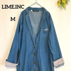【ライムインク デニムシャツジャケットコート羽織りロング丈M LIME.INC