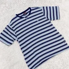 POLO　ポロ　ボーダー　Tシャツ　半袖　トップス　綿100％　スポーツ ブルーのサムネイル