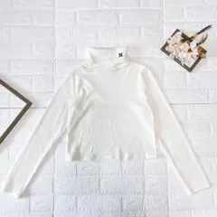 NICE CLAUP タートルネック トップス ホワイト F ショート丈