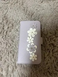 花柄 薄紫色 手帳型iPhoneケース