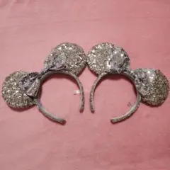 ディズニー ミニー カチューシャ シルバー スパンコール セット 銀色