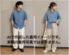 グローバルワーク　GLOBAL WORK デニム風　半袖　シャツのサムネイル