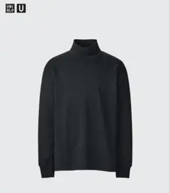 ユニクロU ブラッシュドモックネックTシャツ　メンズXL ブラック