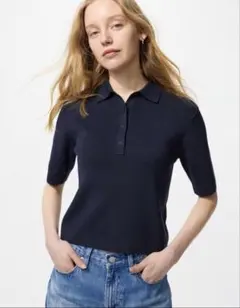 UNIQLOユニクロポロセーター半袖ネイビー L