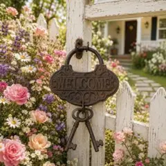 アンティーク調 WELCOME 鍵 オブジェ アイアン ガーデン雑貨