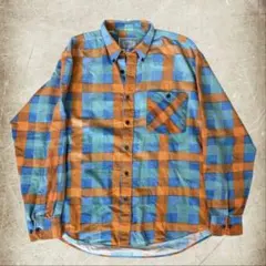 G*6様 70s ユーロ 好配色 ブロックチェック ネルシャツ フランネルシャツ