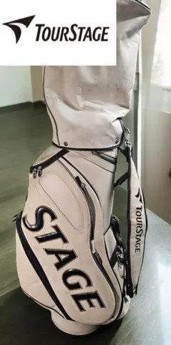 TOUR STAGE・ゴルフキャディバッグ美品 ツアーステージゴルフバック TOURSTAGE キャディバッグ ホワイト