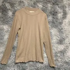 【Pink adobe】リブニットカットソー 長袖 Lサイズ ベージュ