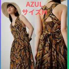 アズールAZUL バックリボンフレアワンピース　アフリカンワンピース　サイズM