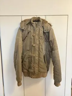 カーキ フード付き ミリタリージャケット　モッズジャケット