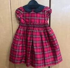 一度着用のみ　赤黒チェック柄 襟付きワンピース　ドレス フォーマル　クリスマス