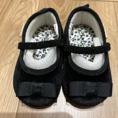 黒いリボン付き　ベビーシューズ　フォーマル