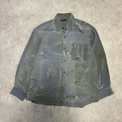 00's vintage GENIT'S グレー プリント 長袖シャツ