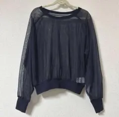 美品♦️ ラグランシアートップス シースルー 紫 紺 色 長袖カットソー トップス