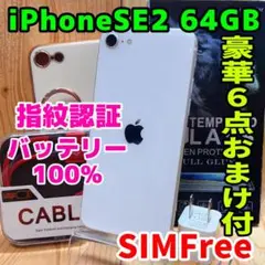 SIMフリー 本体 iPhone SE2 64GB ホワイト 465 電池新品