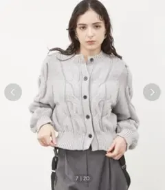 【未使用品】 Mila Owen ケーブルスコッチ釦短丈ケーブルニットカーデ