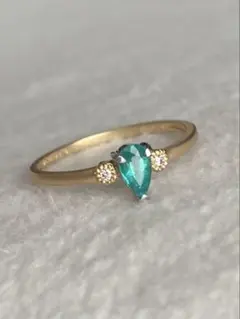 新品　パライバトルマリン　リング　0.21ct ブラジル バターリャ　7号　希少