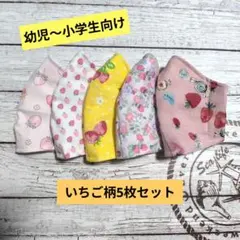 ☆限定セール☆女の子用〜ハンドメイドマスク〜いちご柄5枚セット☆