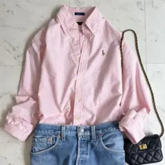 美品 ラルフローレン ストライプシャツ OX クラシックフィットピンク 2