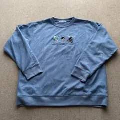 【人気XLサイズ】ikka スウェット ブルー 刺繍デザイン
