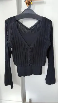 SNIDEL シアーカーデ&カップインキャミSET カーディガン　黒